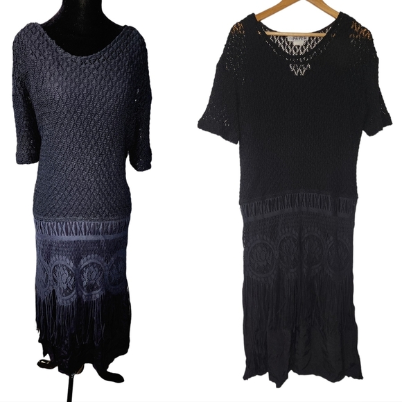 Vintage black crochet fringe dress - Picture 6 of 12